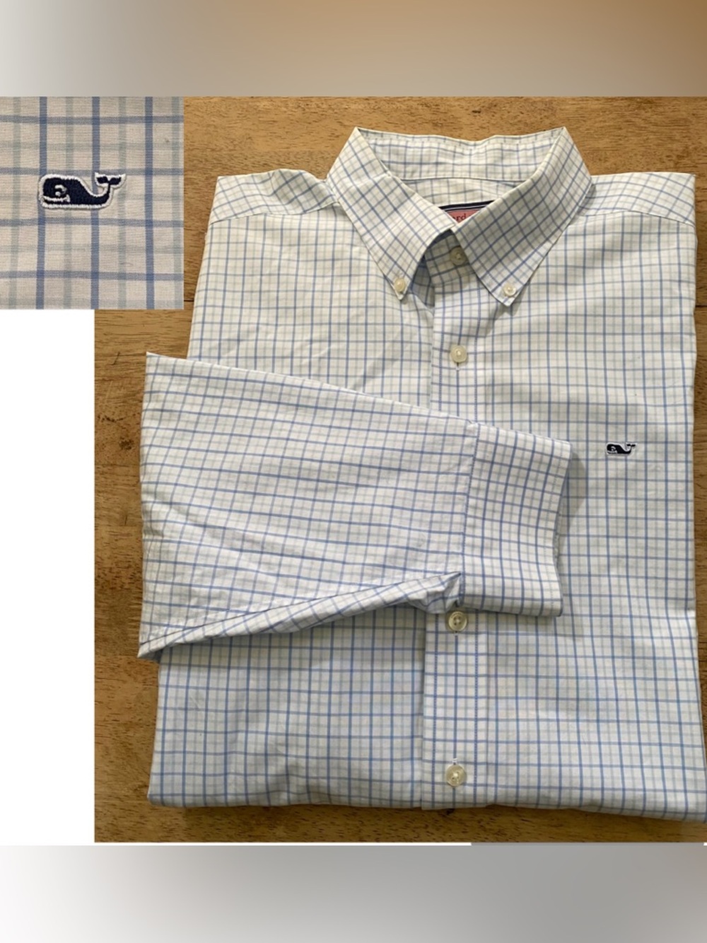 Vineyard Vines Men’s Sz L  Box Plaid Whale Shirt